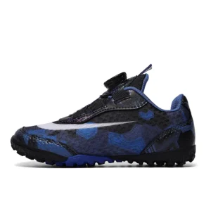 Black and blue 5135 kids mesh dial closure soccer shoes with TF outsole - STUWEKI