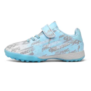 Kids superfiber sky blue TF soccer shoes side view
