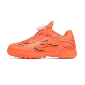 Orange 6177 kids leather dial closure soccer shoes with TF outsole - STUWEKI
