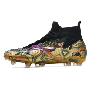 Black and gold X802 high-top soccer cleats with FG outsole - STUWEKI