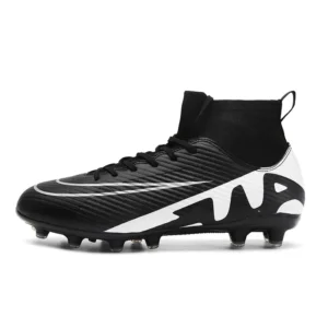 Black and white 23033 high-top soccer cleats with FG outsole - STUWEKI